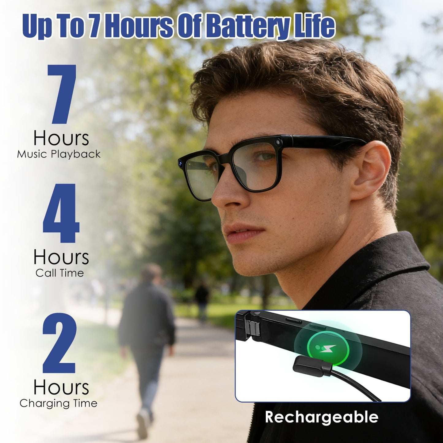 Shop 1Pc AI Smart Glasses With Camera And Audio 8MP HD1080P Real Time Translation 139 Languages Voice Assistant AI Photo Recognition Music Playback & Hands-Free Calling For Travel Meeting Vlog