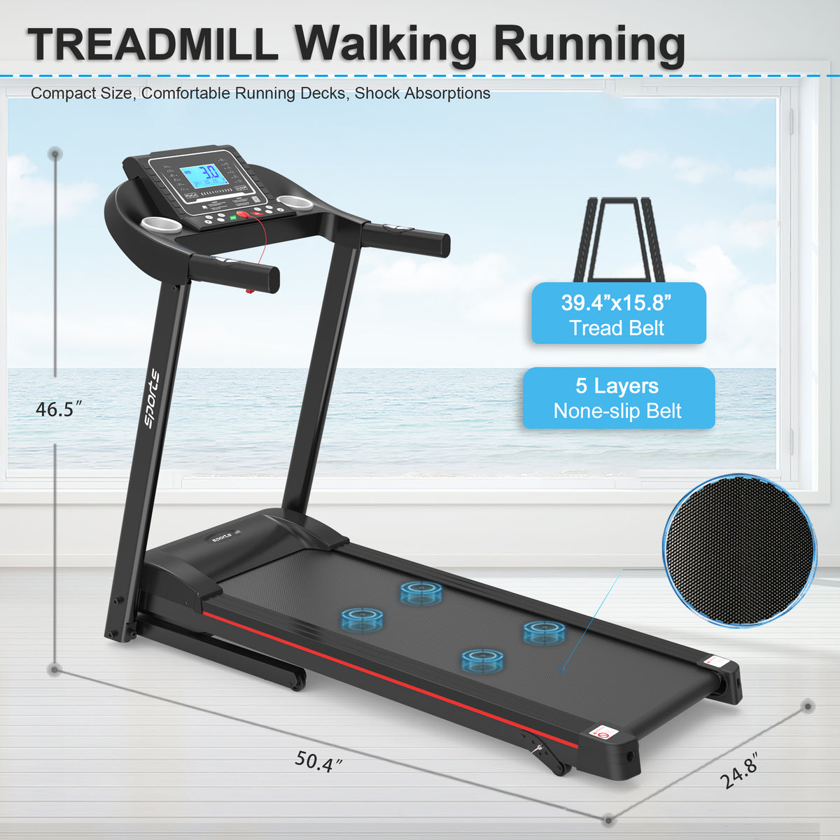 Shop Fitshow App Home Foldable Treadmill With Incline, Folding Treadmill For Home Workout, Electric Walking Running Treadmill Machine 5 LCD Screen 250 LB Capacity Bluetooth Music