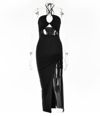 Shop Lace-up Split Y2K Fashion Party Dress