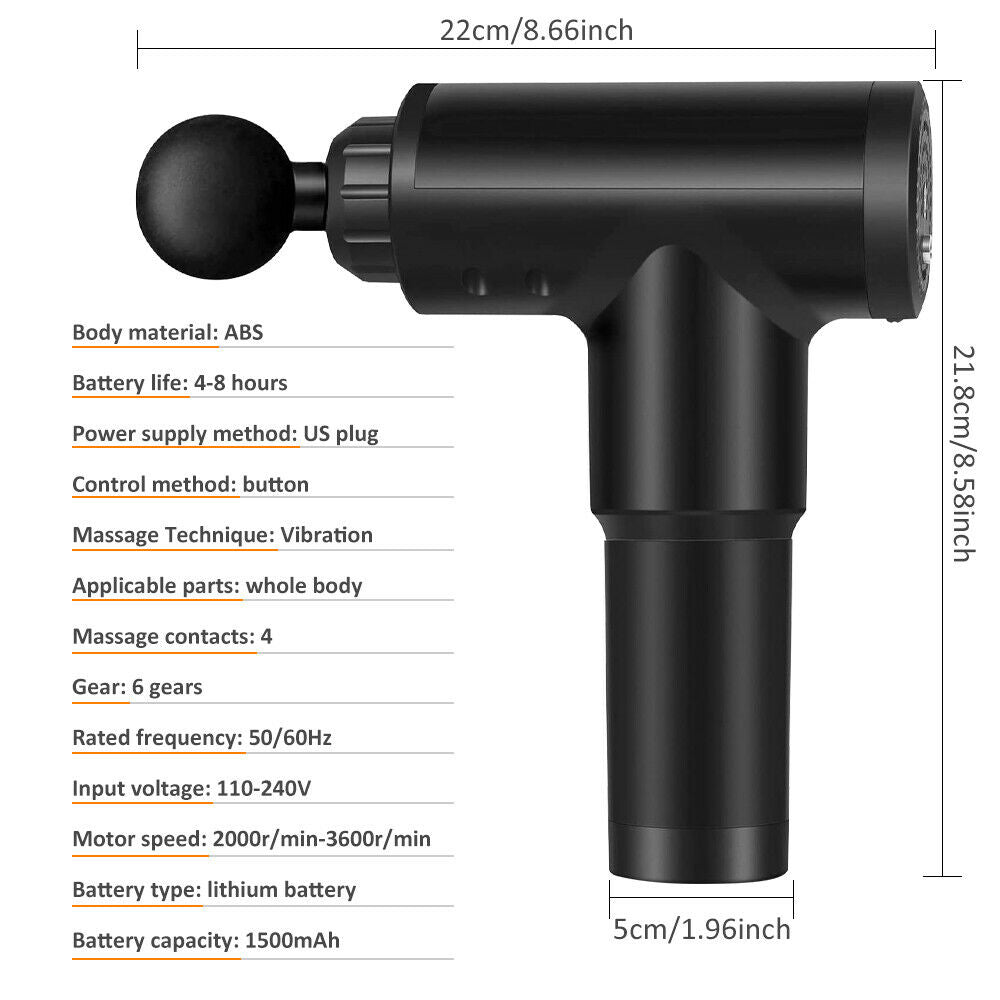 Shop Massage Gun Percussion Massager Deep Tissue Muscle Vibrating Relaxing With 4 Heads