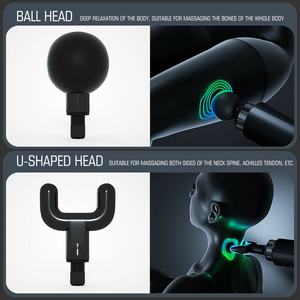 Shop Massage Gun Percussion Massager Deep Tissue Muscle Vibrating Relaxing With 4 Heads