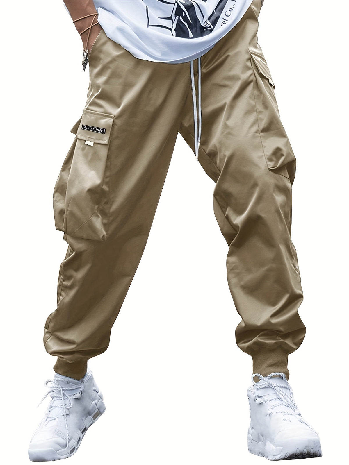 Shop Multi-Pocket Cargo Men's Casual  Drawstring Sports Pants