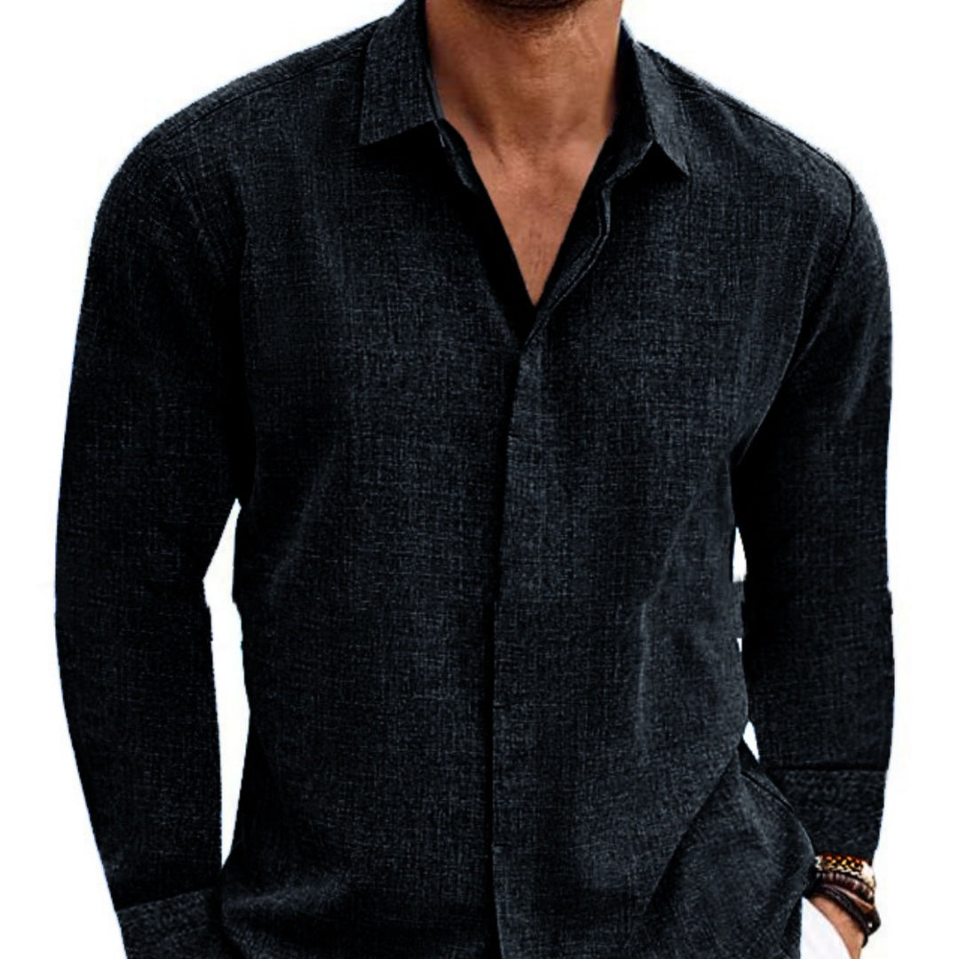 Shop Long Sleeve Cotton Linen Shirt Mens