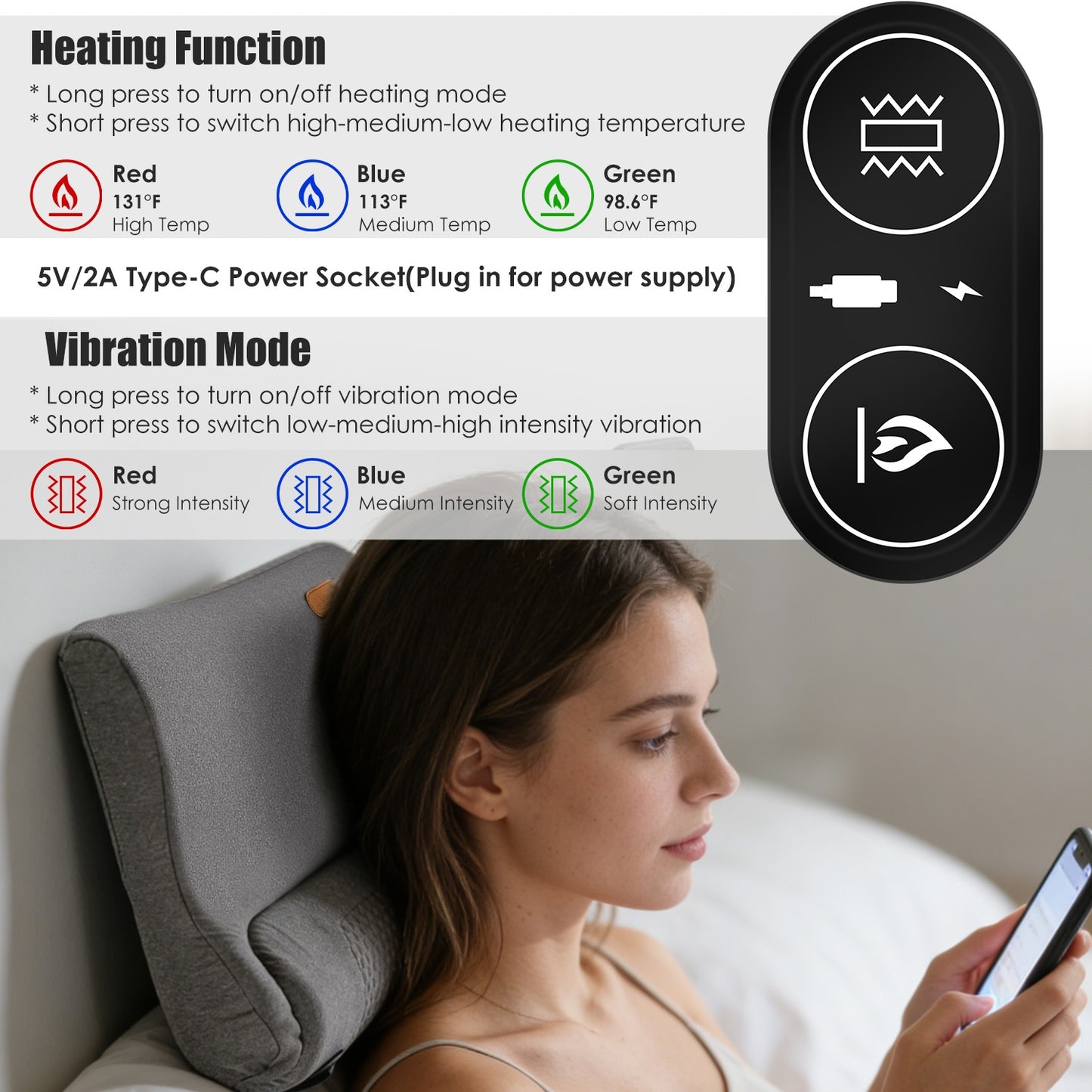 Shop Neck Massager Pillow Ergonomic Massager Memory Foam Pillow With 3 Level Heating 3 Intensity Vibration 30 Min Timer For Neck Back Shoulder Pain Relief