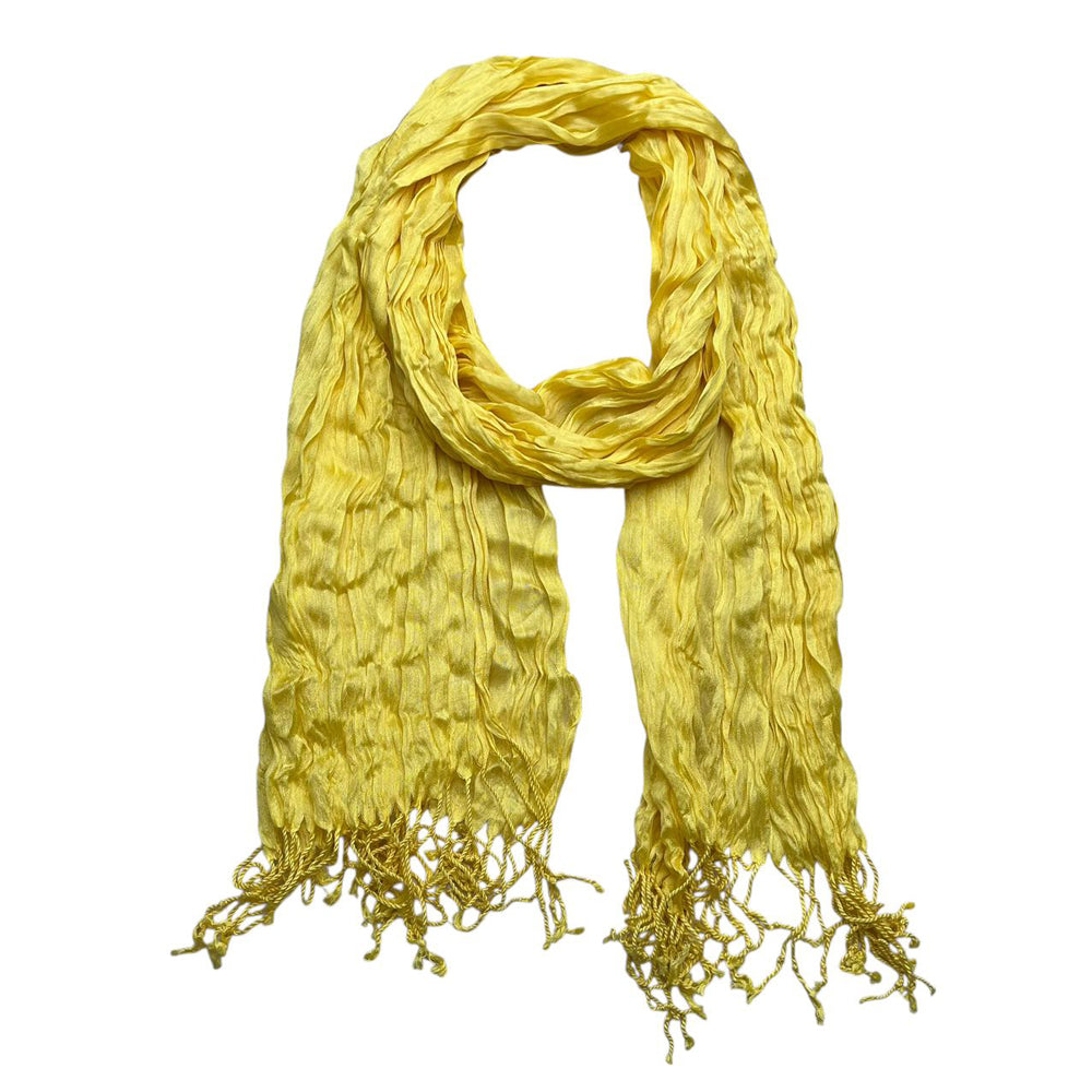 Shop 2pcs Sunshine Yellow Crinkle Blend Scarf,Beach Vacation Essential,vacation,Daily Life,Evening Party,Office Appropriate For Women Men