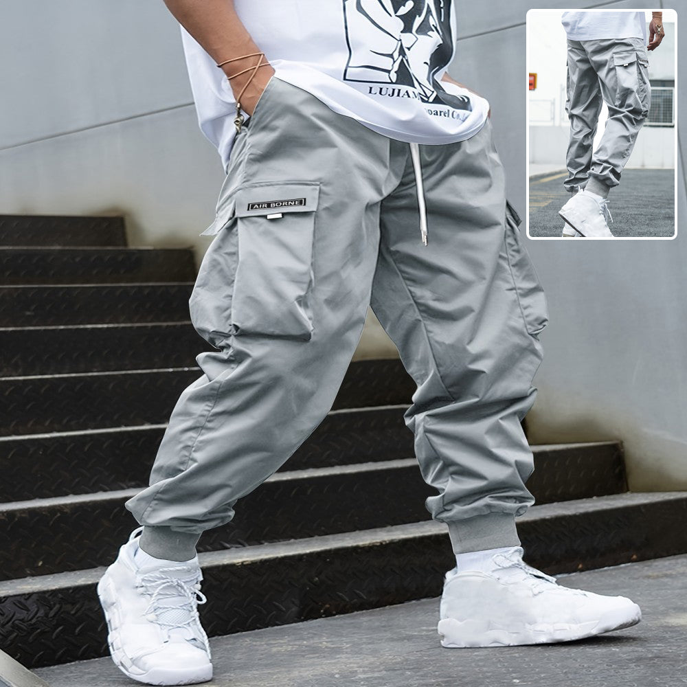 Shop Multi-Pocket Cargo Men's Casual  Drawstring Sports Pants