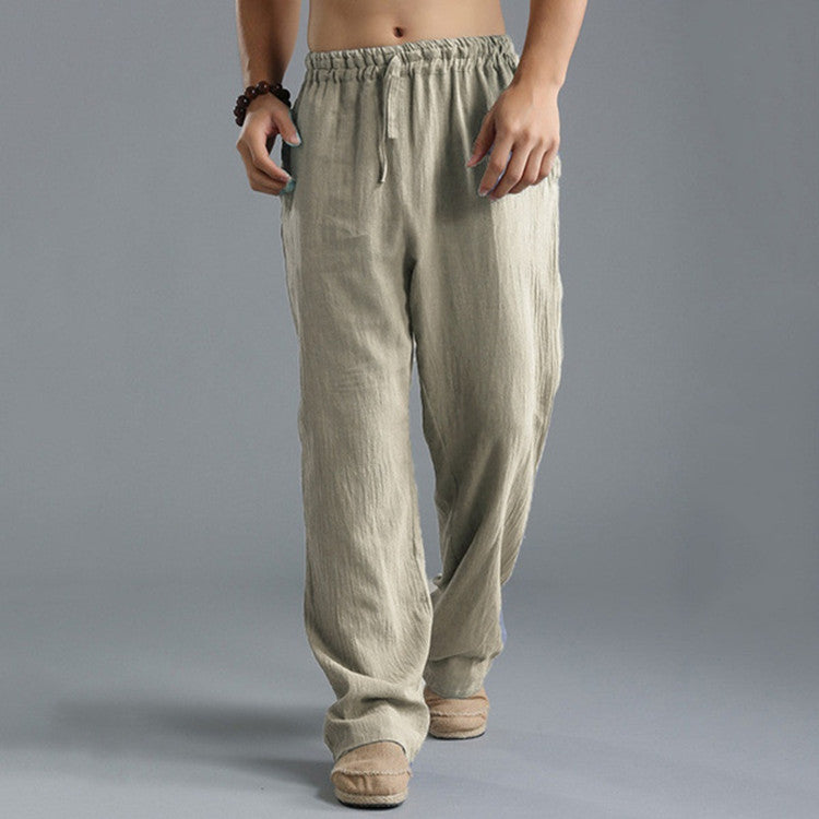 Shop Men's Breathable Linen Loose Casual Sports Pants