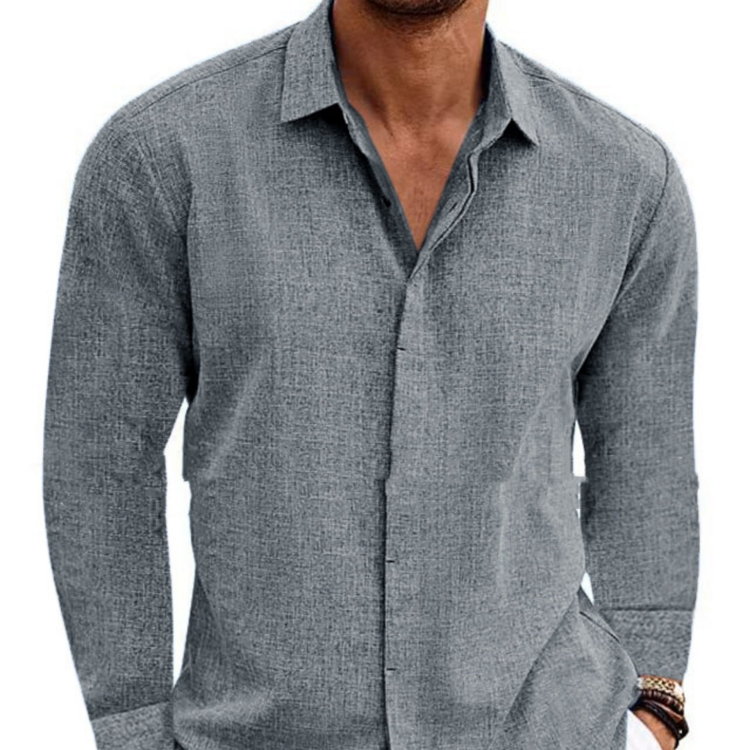 Shop Long Sleeve Cotton Linen Shirt Mens