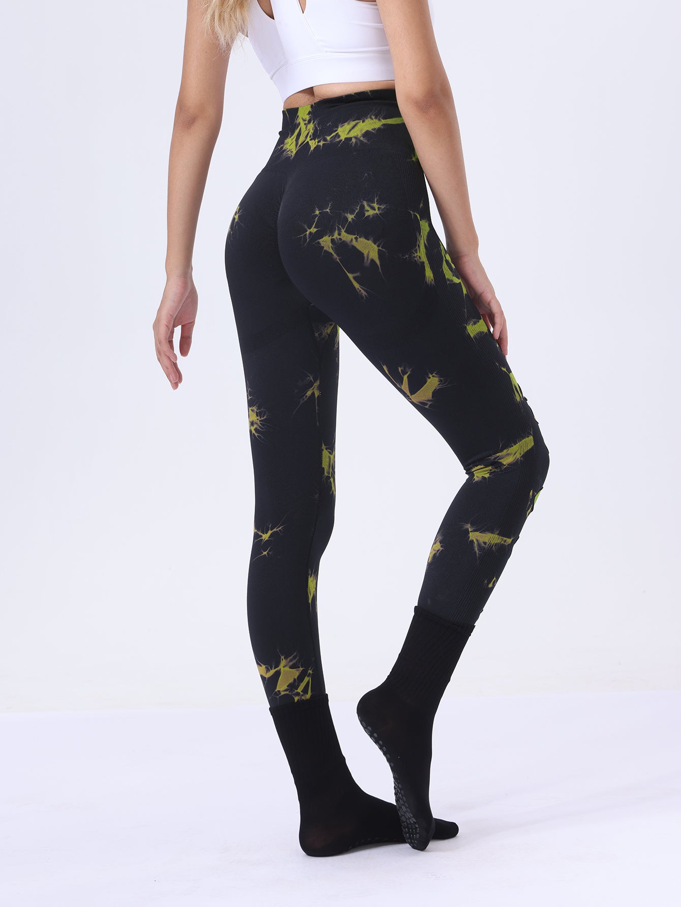 Shop 3 Pack Women's Tie Dye Cutout Skinny Leggings High Waist