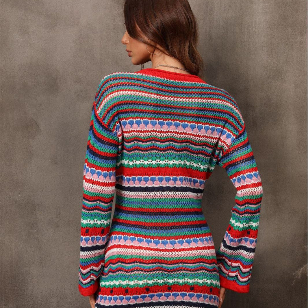 Shop Women's Fashion Cutout Patchwork Knit Dress