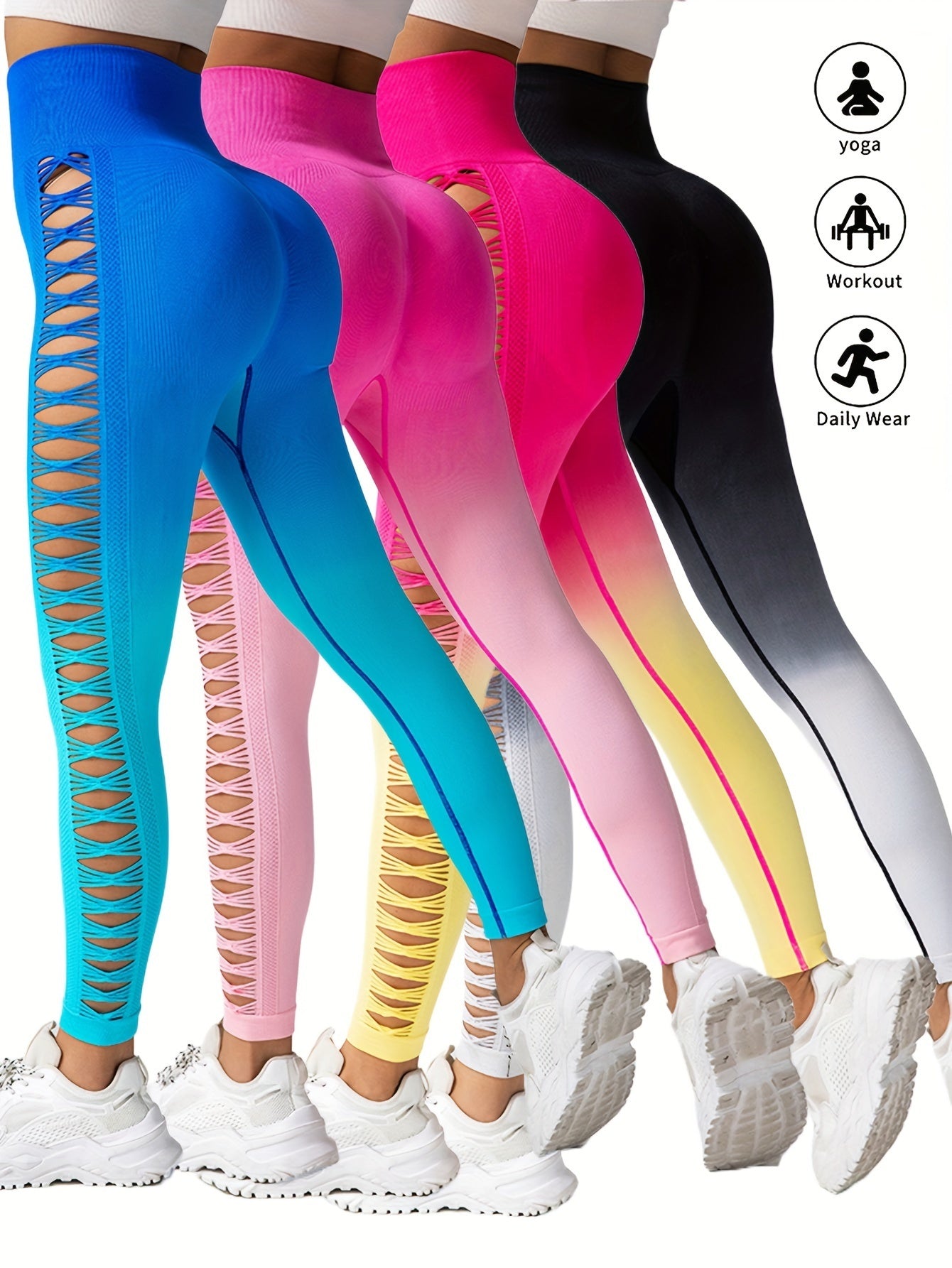 Shop 4 Pack Womans High Waist Fitness Yoga Pants