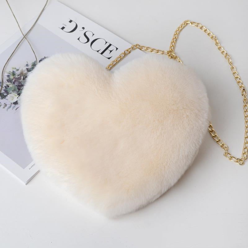 Shop Love Bags For Women Plush Chain Shoulder Bags Valentine's Day Party Bag