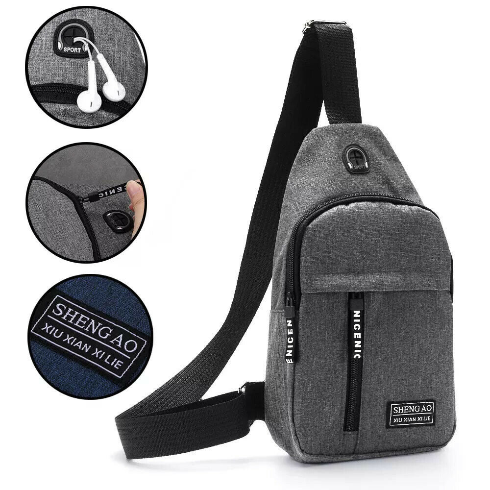 Shop Mens Sling Bag Cross Body Handbag Chest Bag Shoulder Pack Sports Travel Backpack Gray