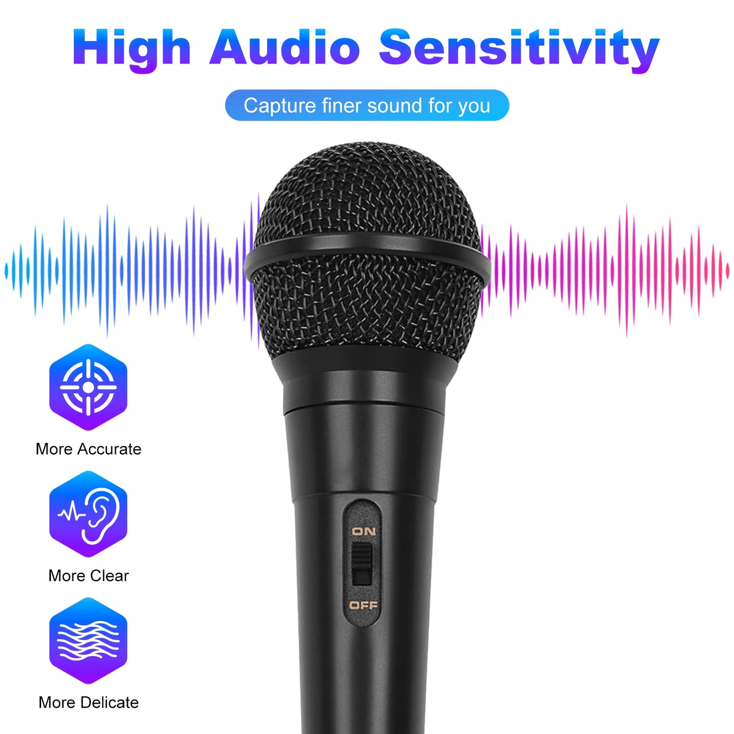 Shop 1Pc Handheld Wired Microphone With On Off Button 13ft Cable 6.35 Mm Professional Studio Live Performance