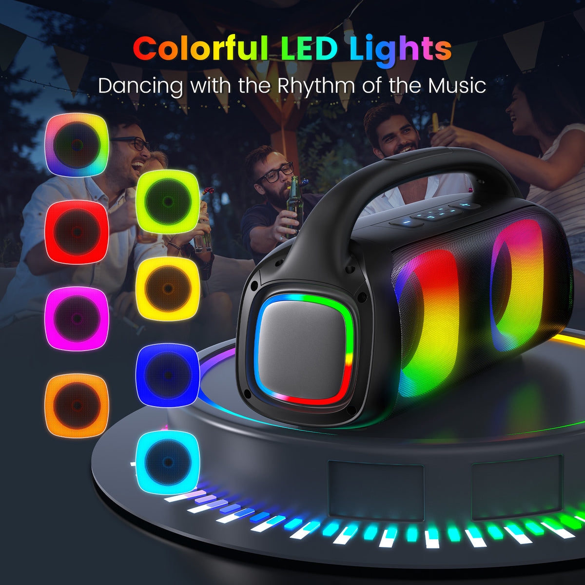 Shop JYX D19 Bluetooth Speaker & 60W Powerful Sound Party Speaker With RGB Light & Portable Speaker With 2 Wireless Microphone