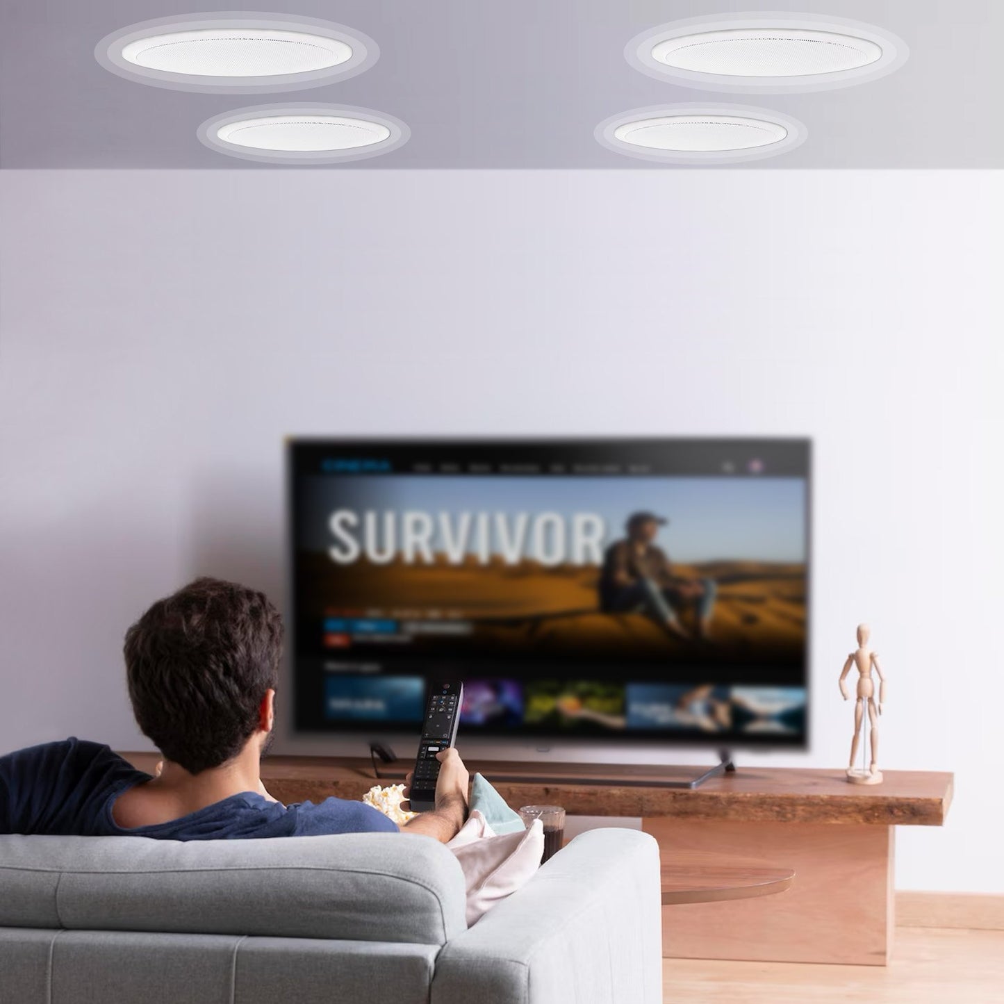 Shop 4 PCs 6.5'' Bluetooth In Ceiling Speakers, 150W, Flush Mount Ceiling & In-Wall Speaker System