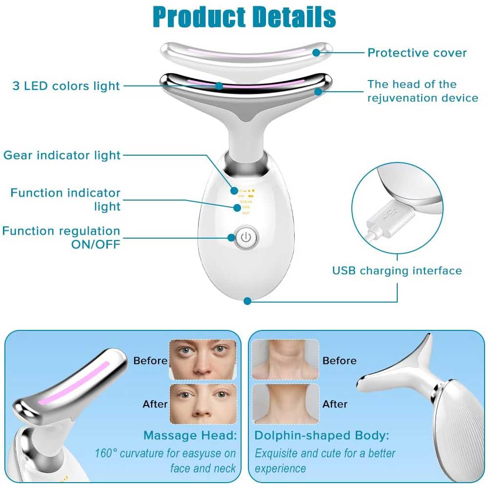 Shop Neck Face Massager Face Sculpting Tool 3 Colour Modes And Vibration For Facial Massager For Double Chin