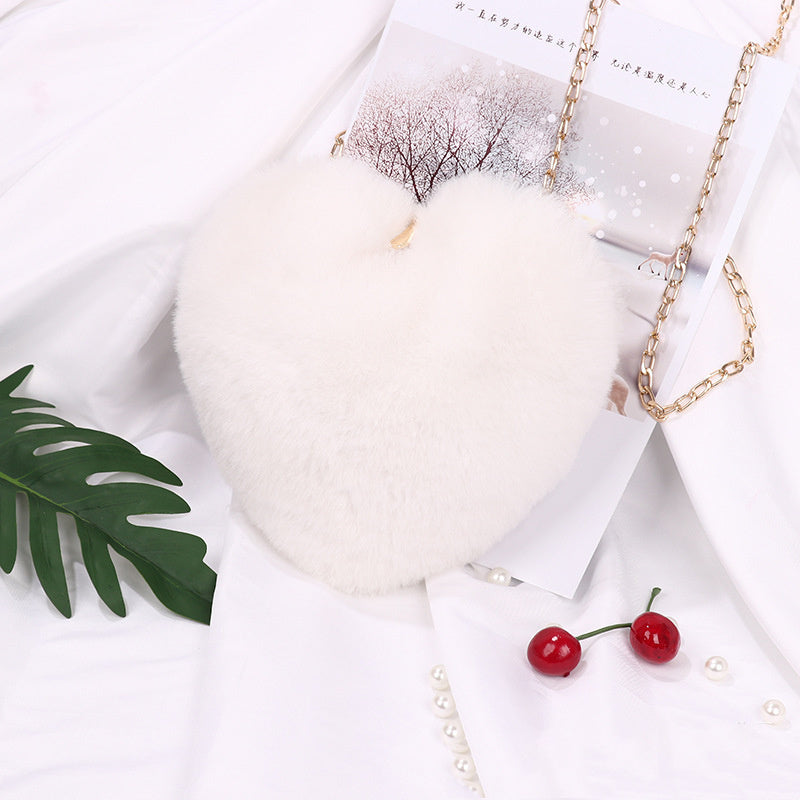 Shop Love Bags For Women Plush Chain Shoulder Bags Valentine's Day Party Bag