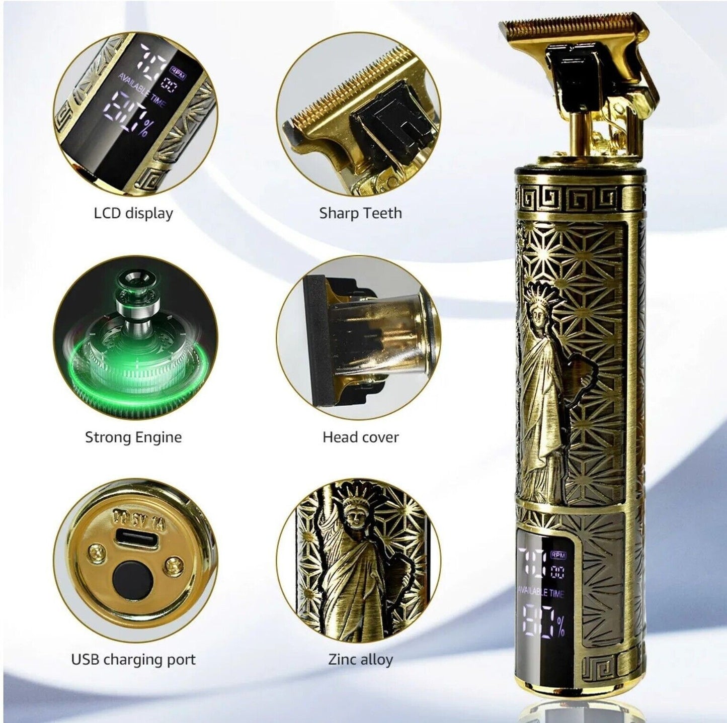 Shop Beard Trimmer Hair Razor Cordless Hair Cutting Machine For Men USB Rechargeable 1 PCS