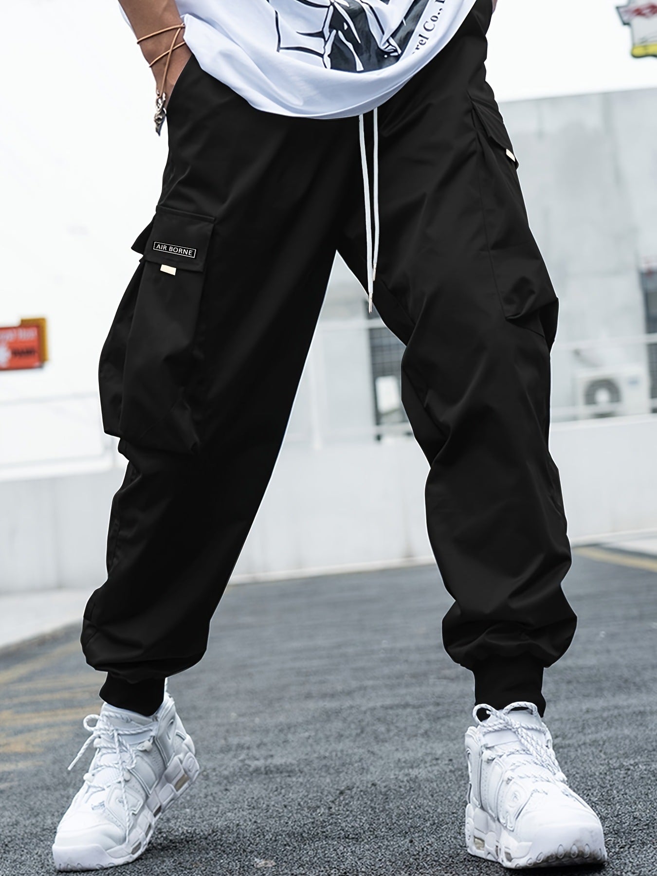 Shop Multi-Pocket Cargo Men's Casual  Drawstring Sports Pants