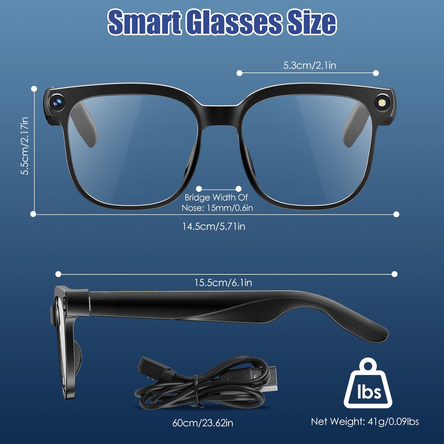 Shop 1Pc AI Smart Glasses With Camera And Audio 8MP HD1080P Real Time Translation 139 Languages Voice Assistant AI Photo Recognition Music Playback & Hands-Free Calling For Travel Meeting Vlog
