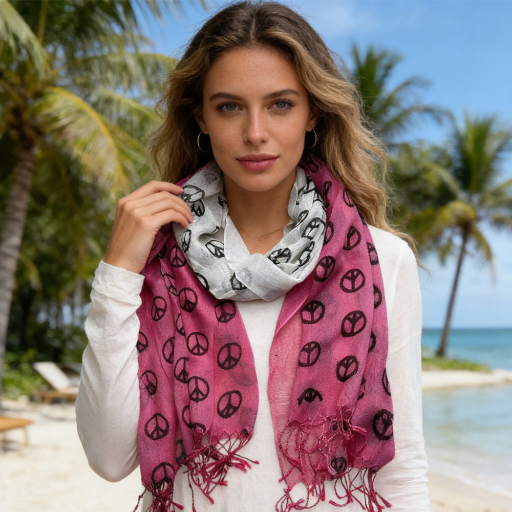 Shop 2pcs Hot Pink Semi Sheer Scarf , Delicate Drape For Office, Daily Wear Appropriate For Women Men