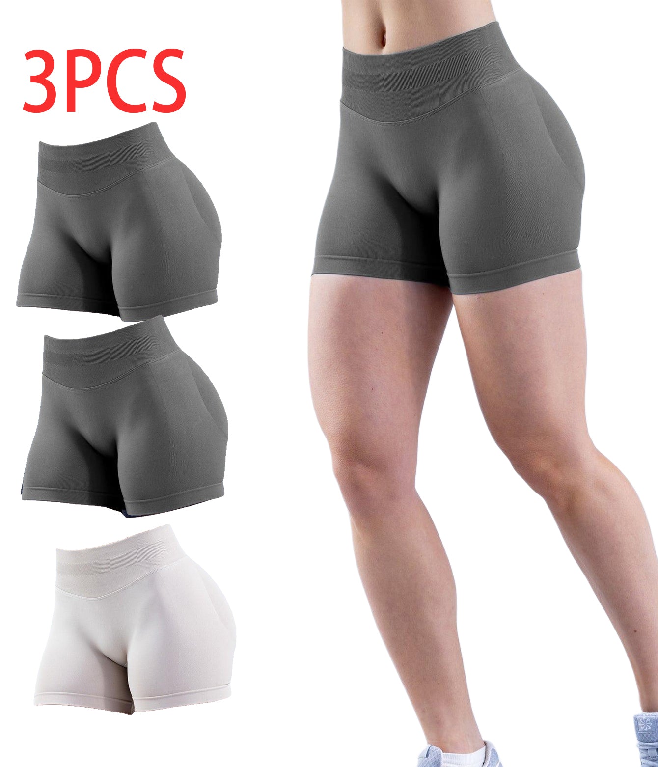Shop 3PCSHigh-waisted Solid-color Training Shorts