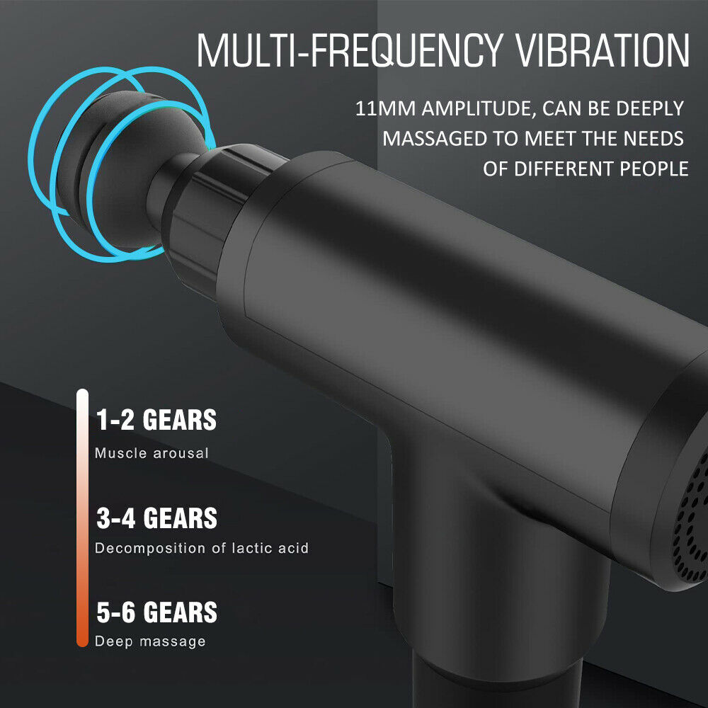 Shop Massage Gun Percussion Massager Deep Tissue Muscle Vibrating Relaxing With 4 Heads
