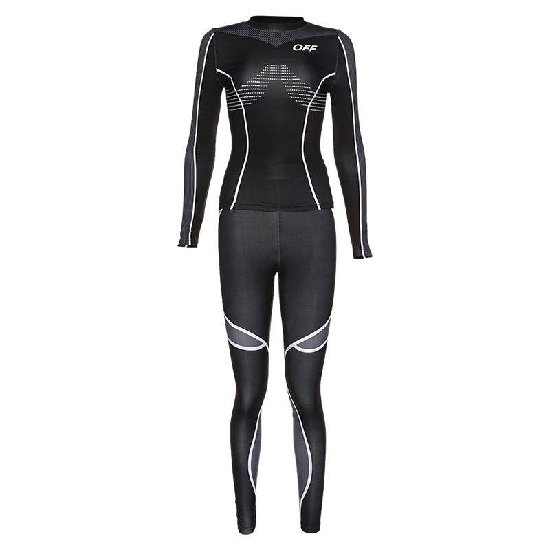Shop Long Sleeve Print Sports Fitness Set