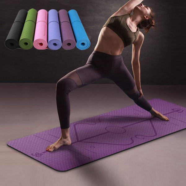 Non Slip TPE Yoga Pad Position Line Beginner