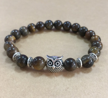 Shop Natural Stone Owl Head Yoga Bracelet