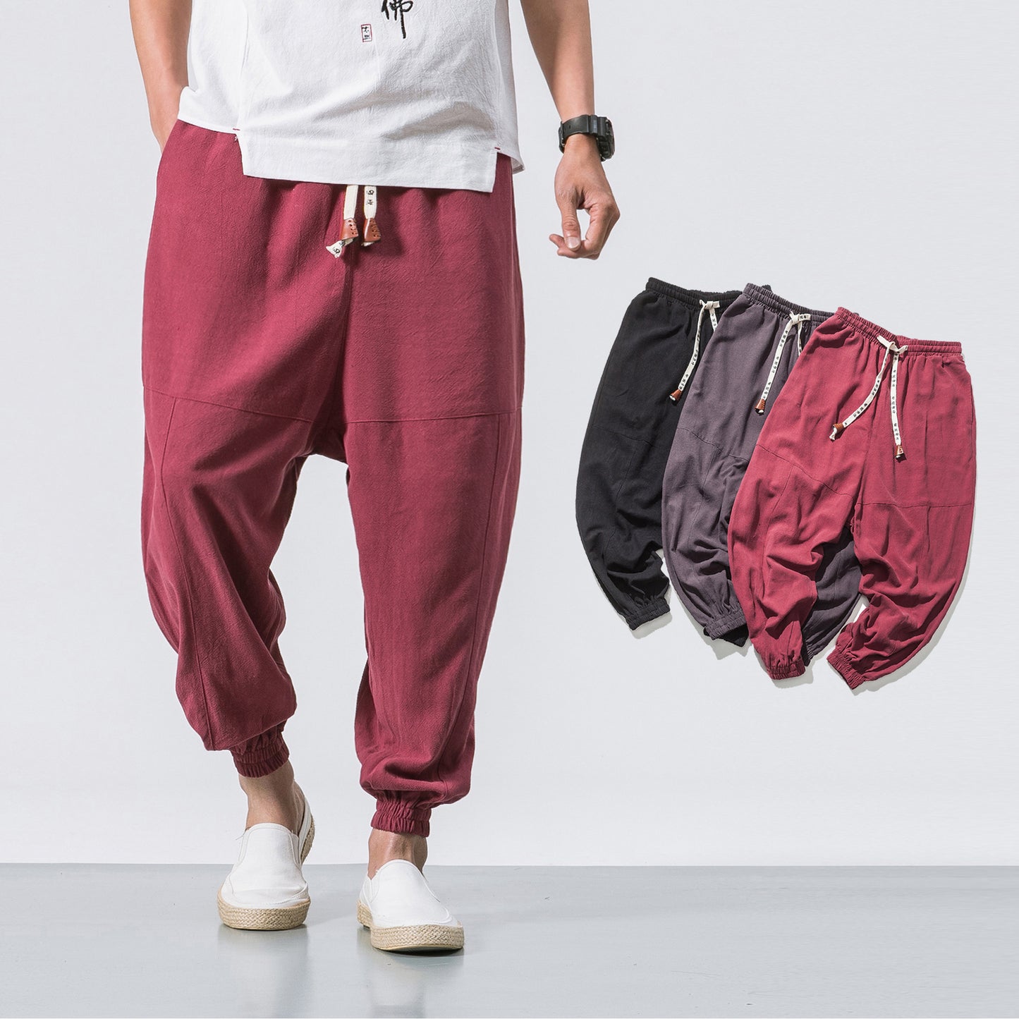 Shop Men's Joggers Pants Drawstring Elastic Pockets Tapered Sweatpants
