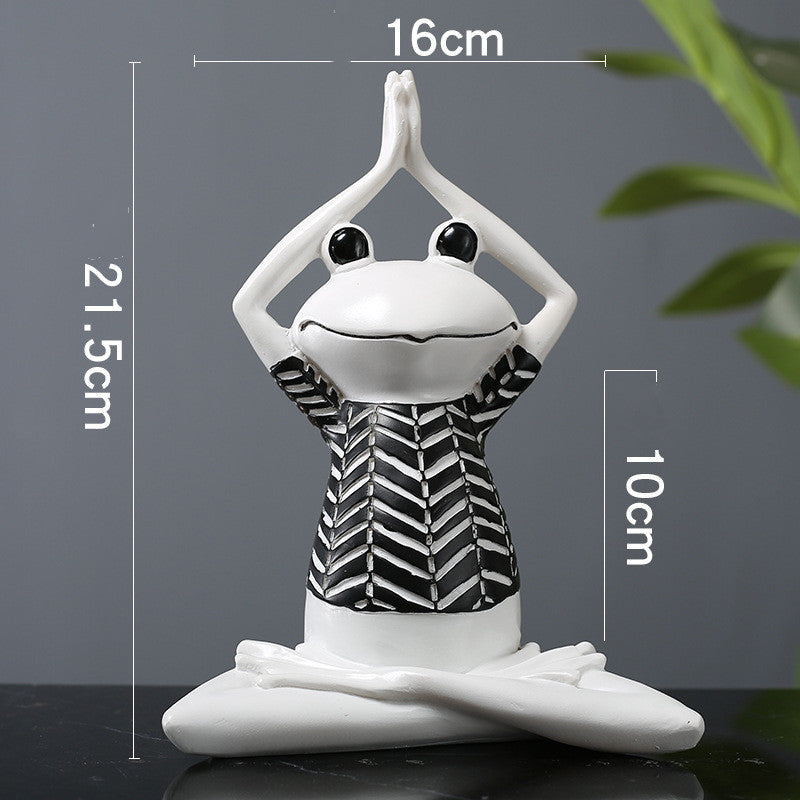 Shop Yoga Frog Figurines Meditation Animal Ornaments Resin Statue Living Room Bedroom Interior Decor Office Home Decoration