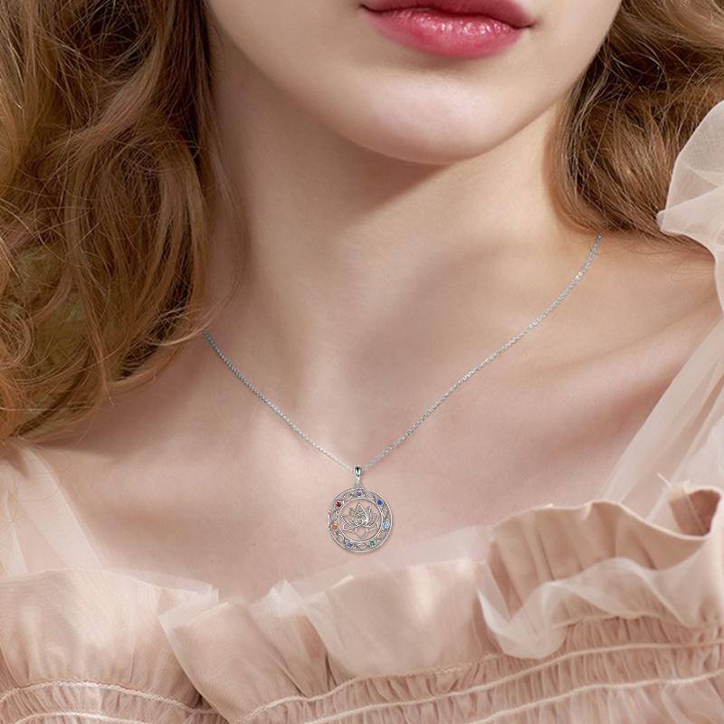 Shop Sterling Silver Chakra Necklace Celtic knot Yoga Lotus Pendant Necklace Gifts for Women Mom