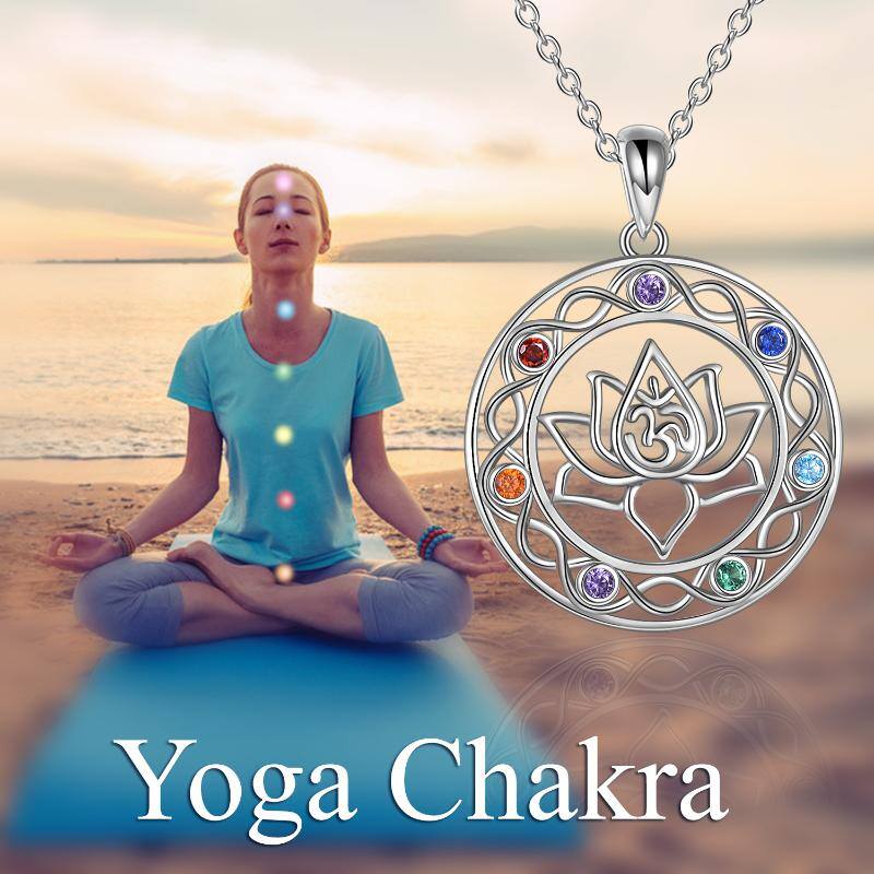 Shop Sterling Silver Chakra Necklace Celtic knot Yoga Lotus Pendant Necklace Gifts for Women Mom