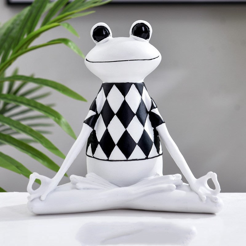 Shop Yoga Frog Figurines Meditation Animal Ornaments Resin Statue Living Room Bedroom Interior Decor Office Home Decoration