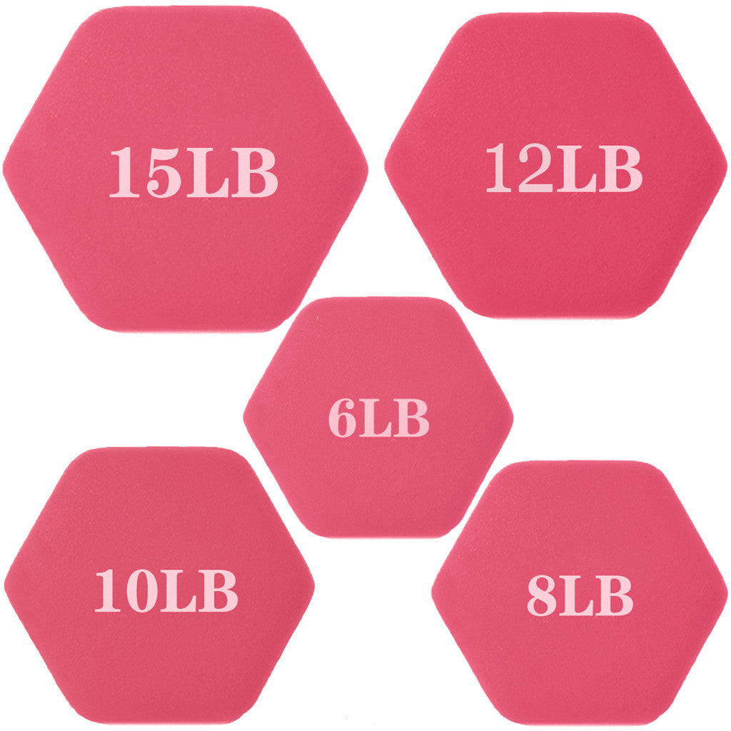 Shop  Dumbbell Barbell Neoprene Coated Weights 6/8/10/12/15 Pound Pink
