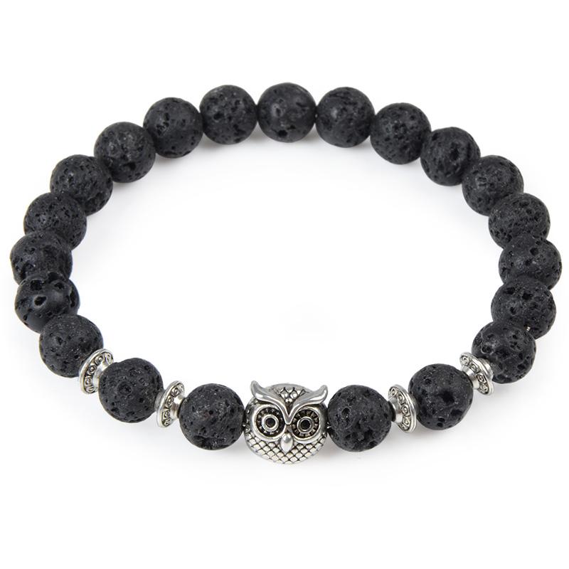 Shop Natural Stone Owl Head Yoga Bracelet
