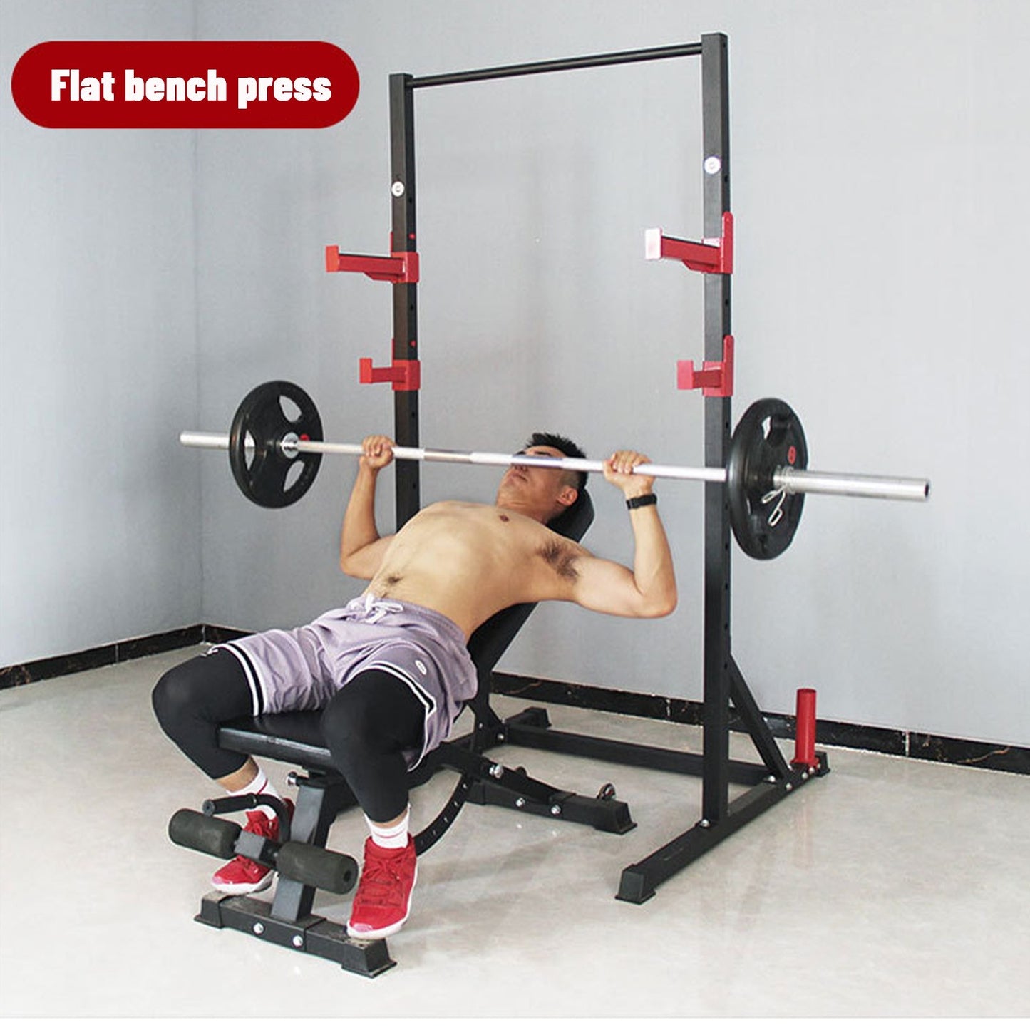 Shop Adjustable Weight Lift Bench Rack Set Fitness Barbell Dumbbell Workout