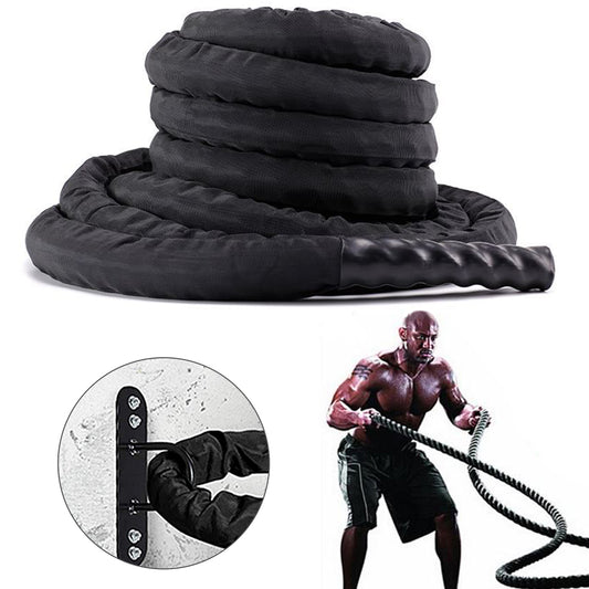 Shop Exercise Training Battle Rope for Home Gym with Anchor Strap Kit Black