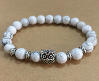 Shop Natural Stone Owl Head Yoga Bracelet