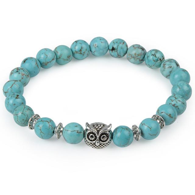 Shop Natural Stone Owl Head Yoga Bracelet