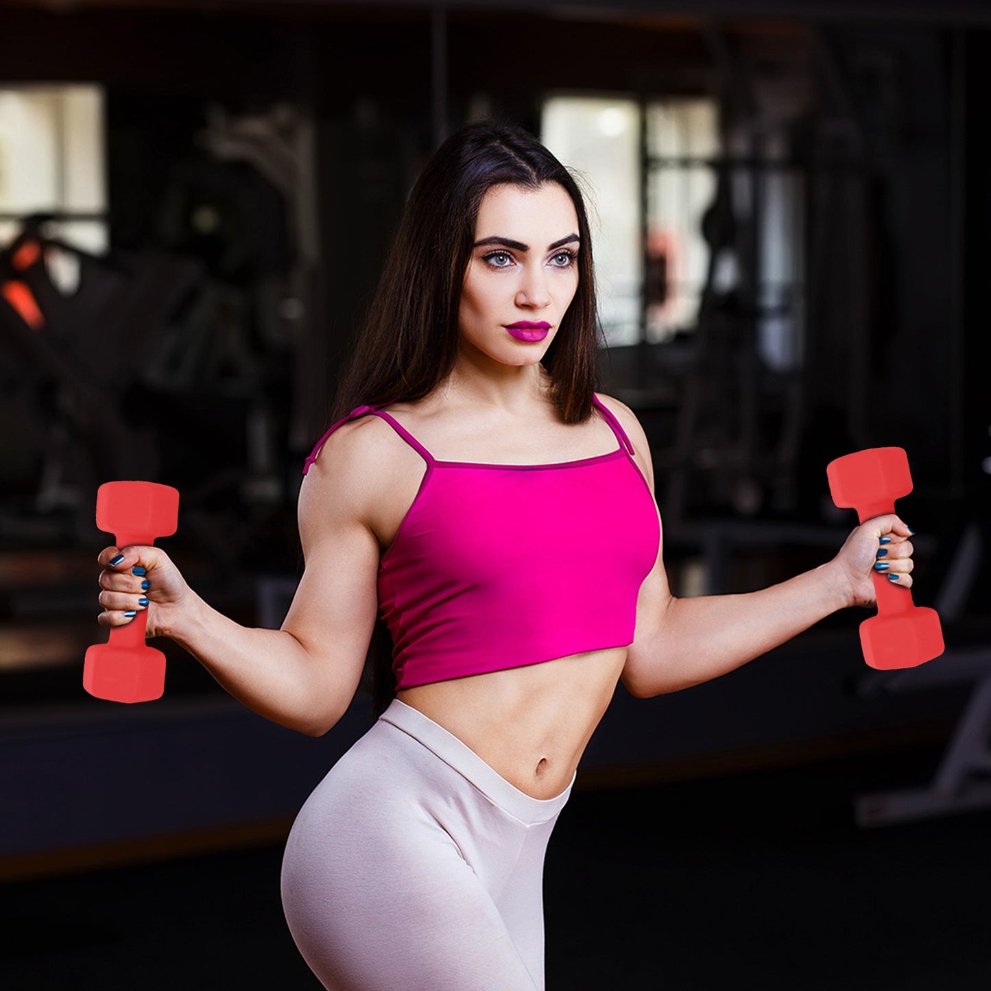 Shop A Pair Dumbbell Barbell Neoprene Coated Weights 6/8/10/12/15 Pound Red