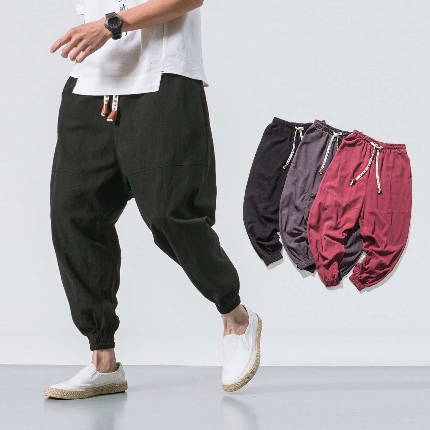 Shop Men's Joggers Pants Drawstring Elastic Pockets Tapered Sweatpants