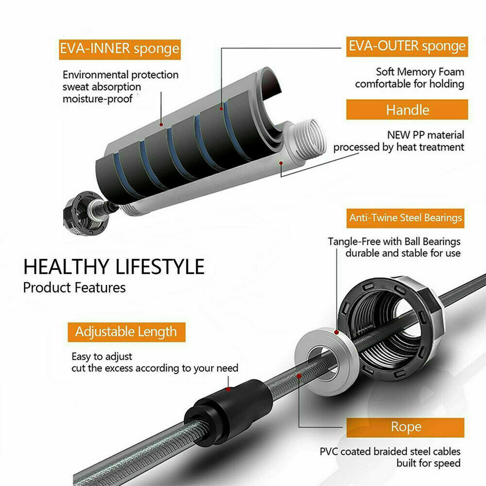 Shop Tangle-Free Slim Body Speed Rope With Ball Bearings Steel Skipping Rope
