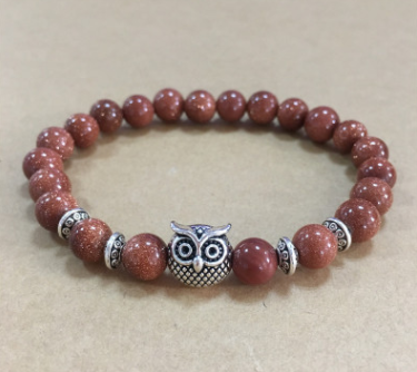 Shop Natural Stone Owl Head Yoga Bracelet