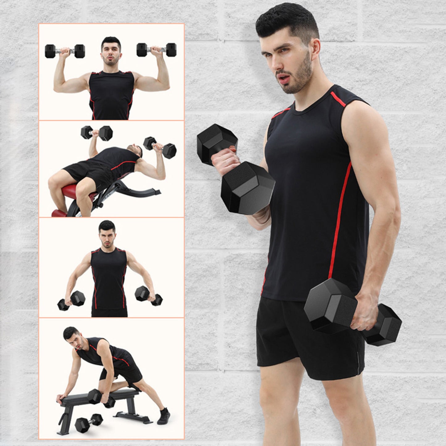 Shop Barbell Set Of 2 Hex Rubber Dumbbell With Metal Handles Pair Of 2 Heavy Dumbbell
