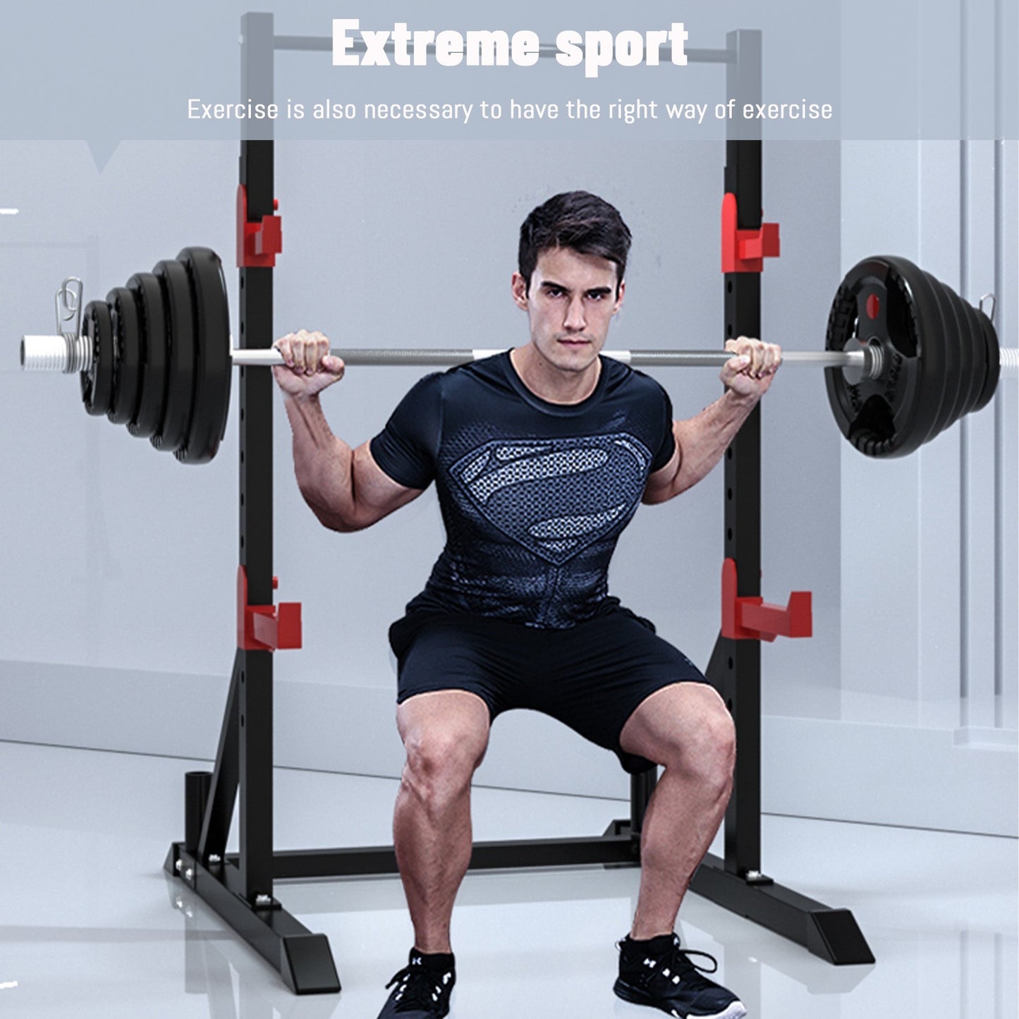 Shop Adjustable Weight Lift Bench Rack Set Fitness Barbell Dumbbell Workout