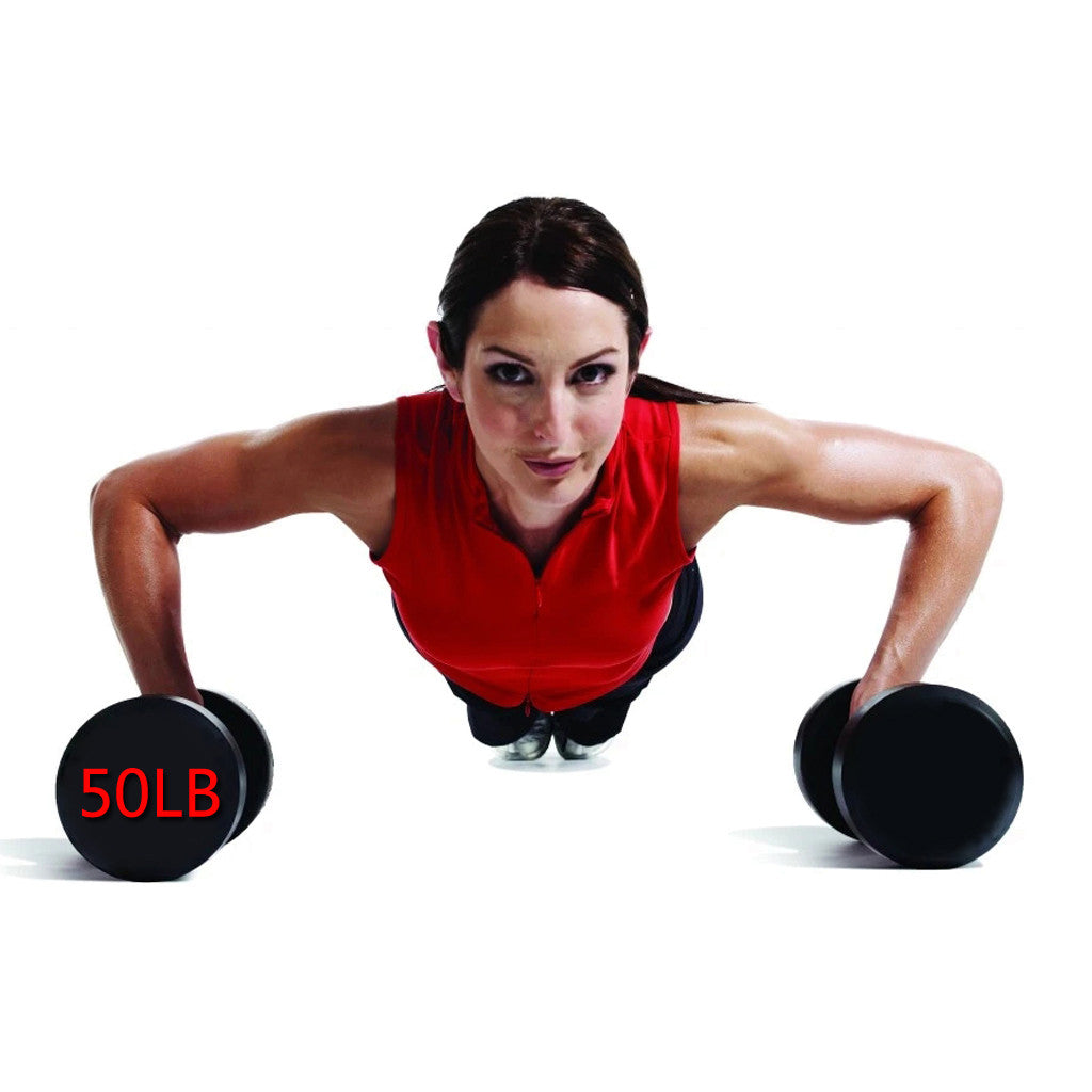 Shop 50LB Dumbbells In The Round Rubber For Strength Training Weight Loss