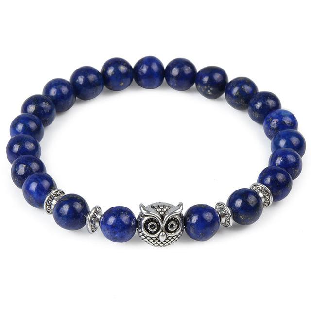 Shop Natural Stone Owl Head Yoga Bracelet